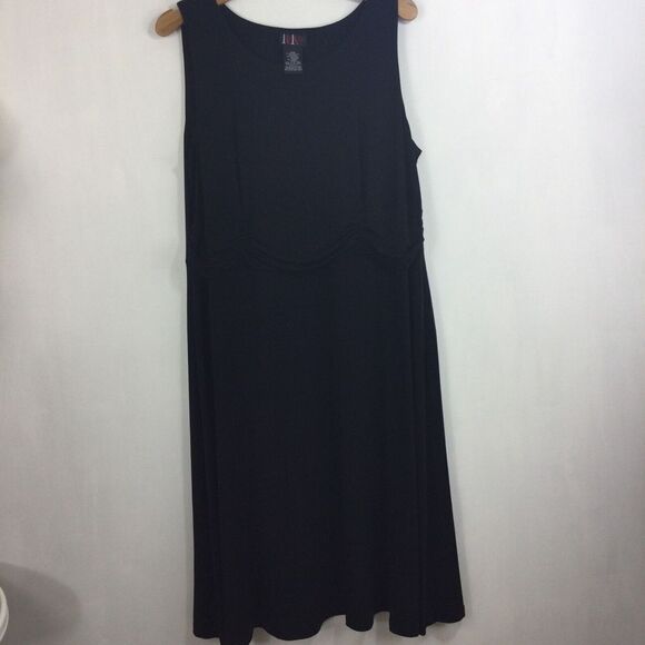 K&K Originals Womens Sleeveless Round Neck Ruched Waist Dress Solid Black 20W - Picture 6 of 6